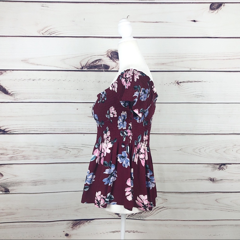 Kendall & Kylie Purple Floral Off the Shoulder Top - Picture 5 of 8